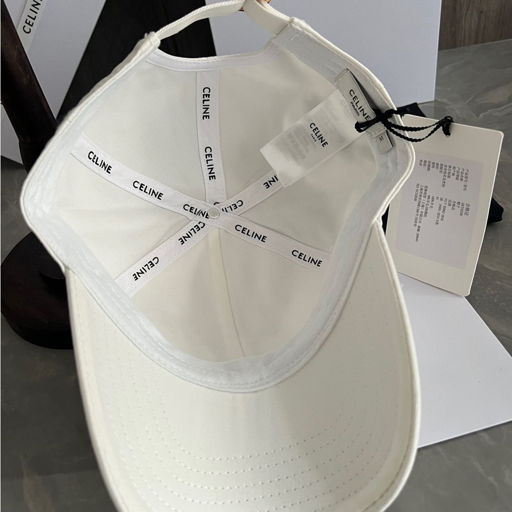 Celine Triomphe unisex Adjustable Baseball Cap Hat in white - Picture 5 of 7